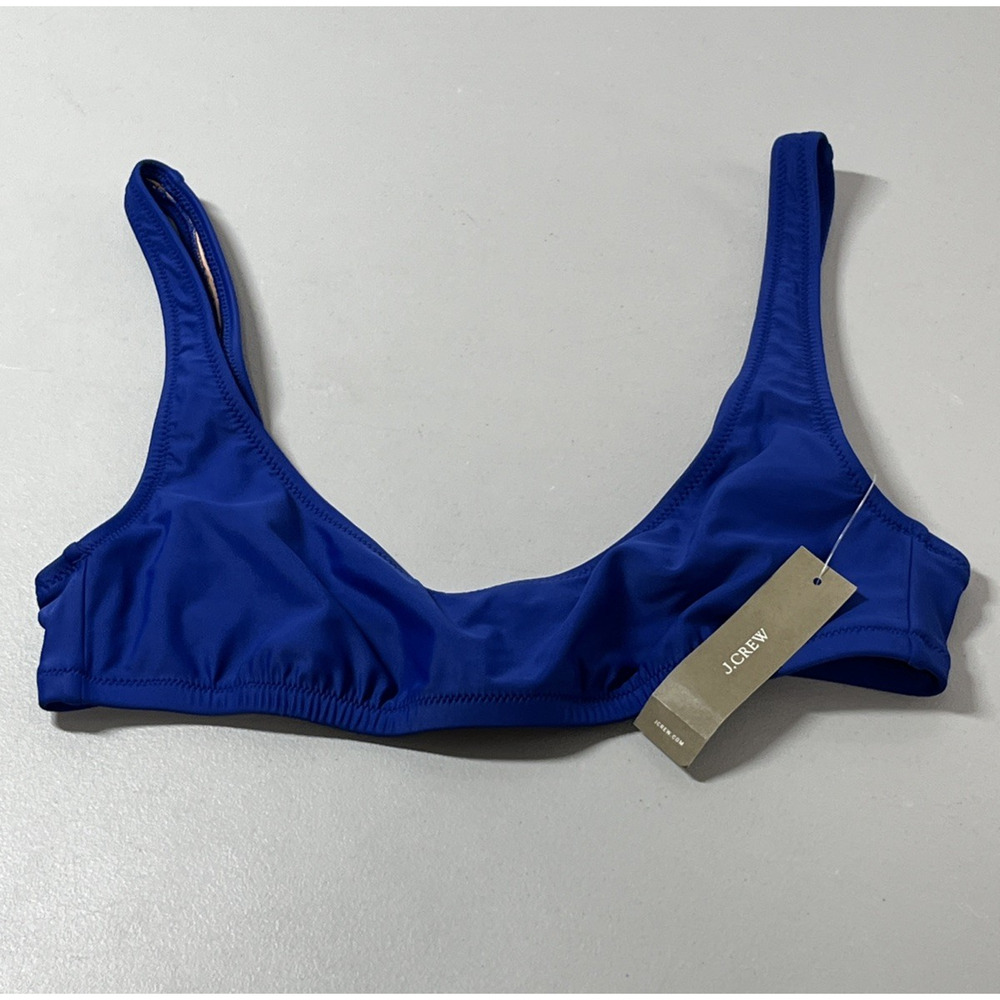 J Crew Heritage Scoop Neck Bikini Swim Top Size Small Blue